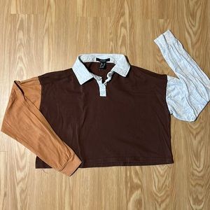 Forever 21 Cropped Colorblock Polo Top, size M
